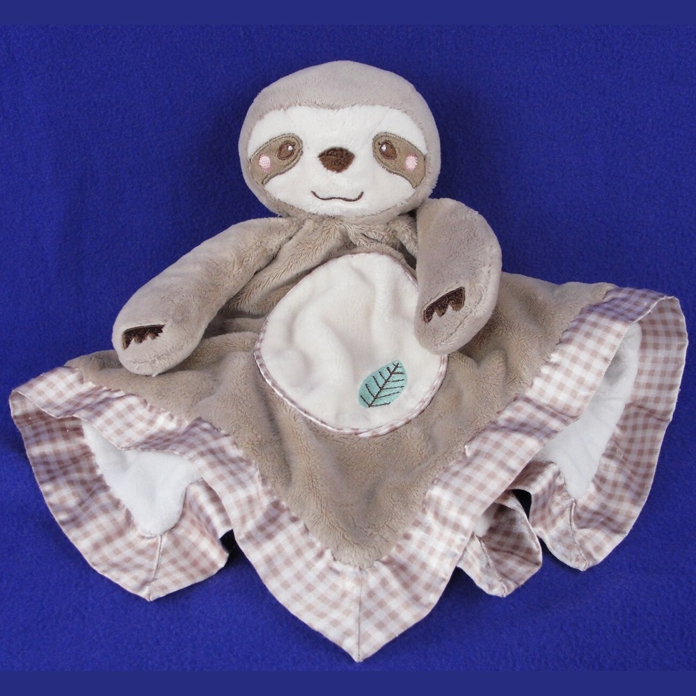 Douglas Baby Sloth Lovey Security Blanket Plush Leaf Cuddle Toy Taupe Brown